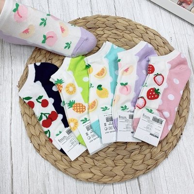 【新款】韓國襪 夏日水果風情 女襪 短襪 裸襪 船型襪 水蜜桃  草莓 櫻桃 鳳梨 草莓 檸檬