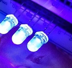 ►757◄(10個)白發紫光 5mm 紫燈 LED 直插圓頭 聚光 驗鈔 28mm 長腳 補蚊燈