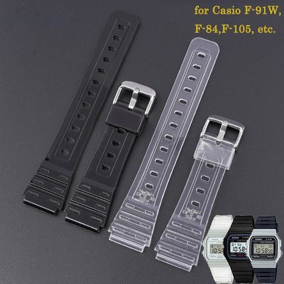 18mm表帶替換卡西歐 F91W F84 F105/108 A158/168 AE1200/1300硅膠表帶男士手表配件