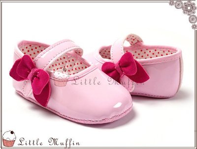 【Little Muffin小馬芬】[SMI249]優雅可愛漆皮大蝴蝶結魔鬼氈娃娃鞋 止滑軟底學步鞋
