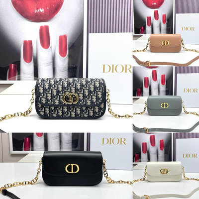 DanDan代購 Dior 迪奧女士腋下包 翻蓋斜跨包 Montaigne Avenue系列設計款 鏈條皮革拼接設計 經典簡約 時尚百搭 多色可選
