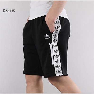 特賣--Adidas 愛迪達三葉草  短褲 男款 黑色 側邊滿印logo DX4230