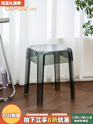 OUYOULIFE透明餐椅家用簡約亞克力椅子ins奶茶店水晶塑料凳子