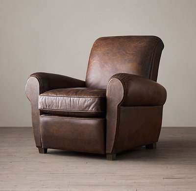 【台大復古家居】美式經典 油染皮 Parisian Leather Recliner/ Chair【真皮功能椅】RH