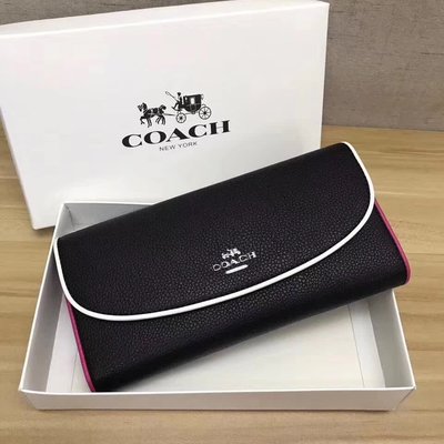 NaNa代購 COACH 12586 翻蓋長夾 卡位超多 內置拉鏈隔層 荔枝紋牛皮 時尚大方 附購證 買即送禮