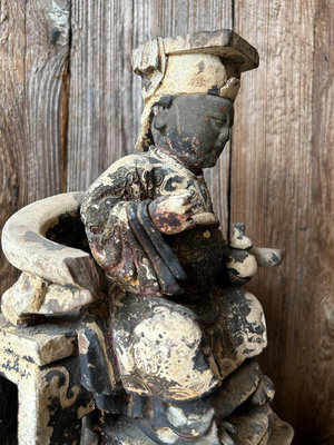 【二手】 臨水夫人木雕神像，高度25厘米28 古玩雜項【南庭玉】