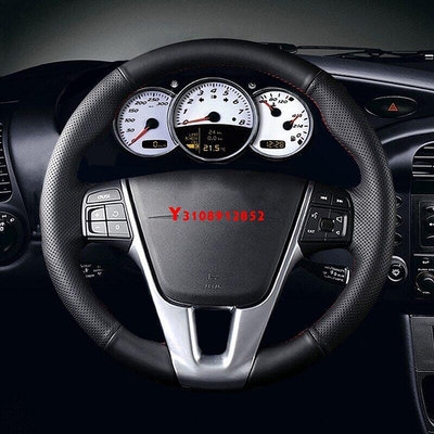 手縫黑色人造革汽車方向盤套適用於沃爾沃 S60 V40 V60 V70 2014 XC60