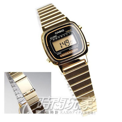 CASIO卡西歐 LA670WGA-1 復刻金色 電子錶 黑金色 鬧鈴 碼錶 倒數計時 女錶【時間玩家】