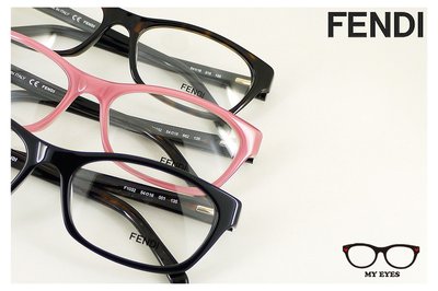 【My Eyes 瞳言瞳語】FENDI 義大利品牌 粉紅色膠框光學眼鏡 小清新淑女 注目感十足 框面適中 (F1032)