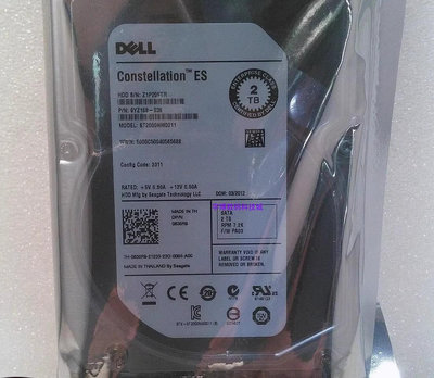DELL R410 T410 T610 T620原裝 2TB 2T 7.2K 3.5 SATA 伺服器硬碟
