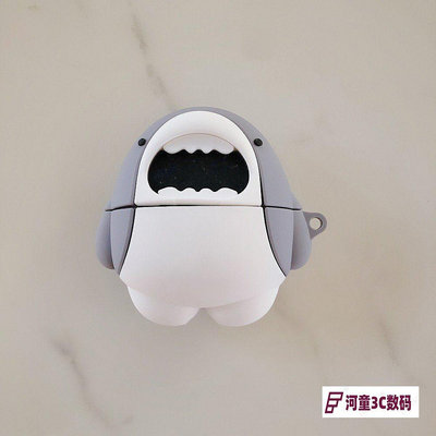 蘋果 Airpods 1 2 Pro 卡通 Tpu 保護套耳塞耳機的大鯊魚嬅【河童3C】
