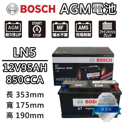 【彼得電池】BOSCH博世 LN5 AGM 95AH 汽車電瓶怠速熄火 油電車電池BMW E46 E90 E91 E92