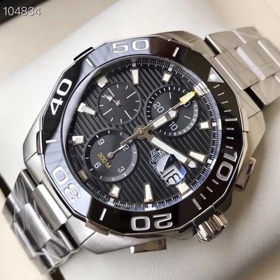 TAG HEUER Aquaracer Calibre 16 黑色面錶盤陶瓷圈 銀色不鏽鋼錶帶 男士自動機械錶 CAY211A.BA0927 豪雅300M潜水錶