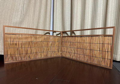 日本中古回流實木框架蘆葦屏風圍爐屏風桌面屏風侘寂風兩曲屏風