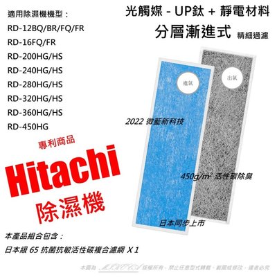 抗菌抗敏 適用 日立 Hitachi RD-200/240/280/320/360HG/HS 除濕機 四合一濾網