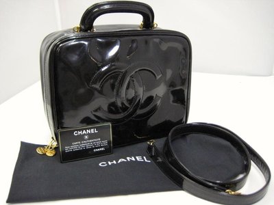 Chanel 漆皮vintage手拿肩背化妝箱子小旅行箱