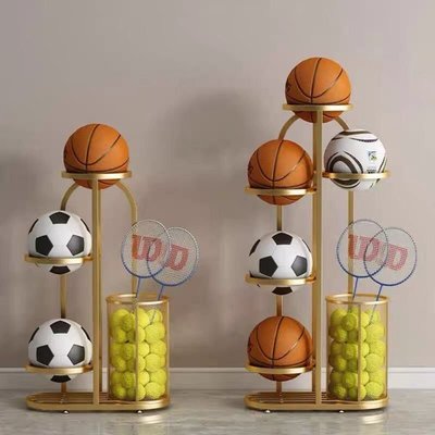 新款籃球架家用鐵藝足球收納架室內球具擺飾架兒童球筐~熱賣中家用 便攜 日系
