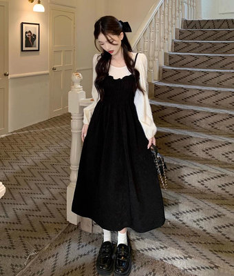 Zoe's SeCreT法式甜美假兩件氣質拼接長袖洋裝 長洋裝 連身裙 連衣裙A20995