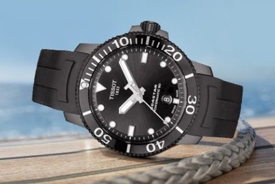 Tissot 海洋之星 橡膠帶80機芯機械男腕錶-43mm T1204073705100