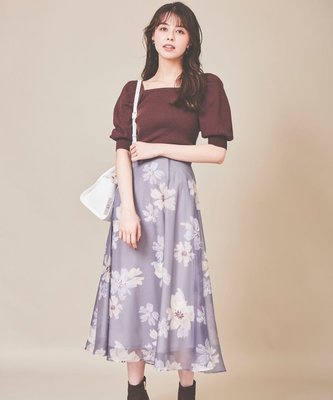 LuxyStar日本代購 31 sons de mode秋冬3折淡雅大花朵紗裙
