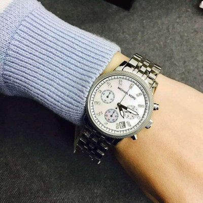二手全新MK5020 推廣款三眼中性錶 精鋼錶帶手錶 防水石英女錶 附原裝盒子和證明