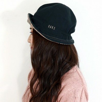 Co媽日本代購 日本製 日本 正版 DAKS 經典格紋 抗UV帽 防曬 遮陽帽 帽子 帽 黑色
