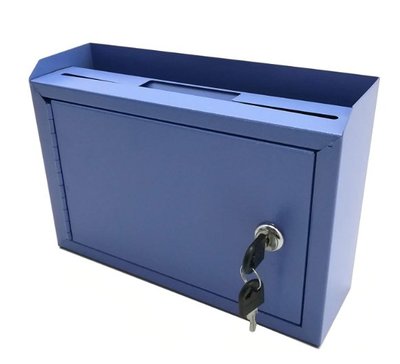 7531c 日本進口 限量品  時尚藍色方形金屬防鏽牆壁上信箱郵筒郵件信件收納箱意見箱建議箱送禮禮品
