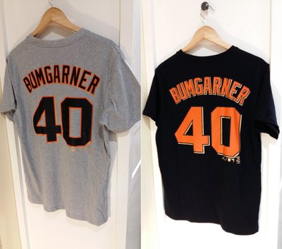 MLB Majestic美國大聯盟 舊金山巨人隊Madison Bumgarner背號短袖T恤-黑/灰