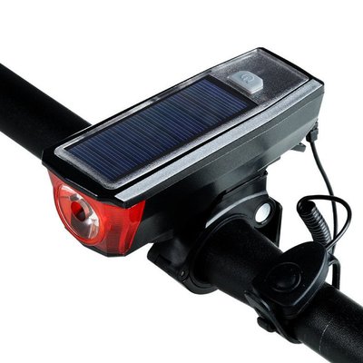 山地單車USB充電太陽能智前燈 騎行燈光感應帶電喇叭自行車燈