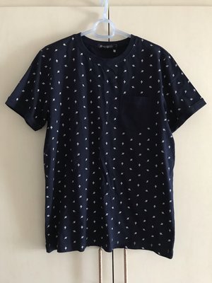 [全新] Hang Ten 滿版麥穗 棉質T恤--深藍色M號