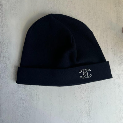 Chanel香奈兒冷帽羊絨針織帽子9.8新正品黑白冷帽