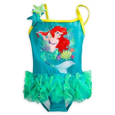 【安琪拉 美國童裝】Disney Store 美國迪士尼小美人魚愛麗兒公主連身荷葉裙泳裝泳衣
