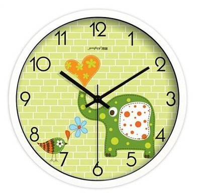 【熱賣精選】卡通可愛小象兒童房小孩子房間掛鐘 客廳鐘錶 臥室超靜音掛錶 時鐘