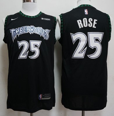 德瑞克·羅斯 (Derrick Rose ) NBA明尼蘇達灰狼隊 新賽季 黑色  球衣25號