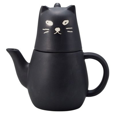 sunart 動物系列壺杯組 (大黑貓)，一壺一杯獨享組，日本原裝進口，愛貓一族的午茶時光!zakka雜貨 茶壺