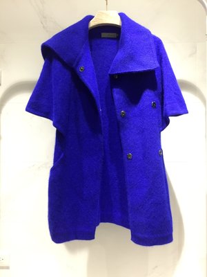 設計師品牌Eyame亞米電光藍貂絨披風斗篷長大衣