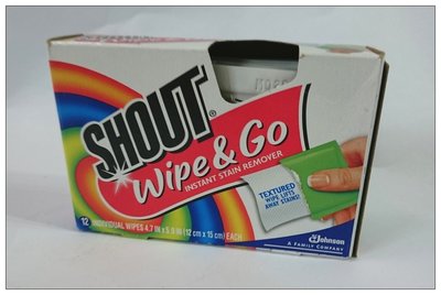 【雍容華貴】美國SHOUT Wipe&Go多功能強力去污濕紙巾,適用於車上.旅行.媽媽包.辦公室.戶外等不便.尷尬時刻