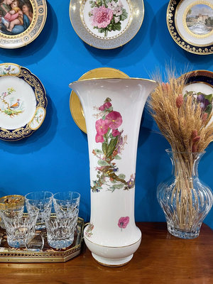 【二手】梅森Meissen敞口卷須花43厘米大花瓶 古董 老貨 收藏 【錦繡古玩】-601