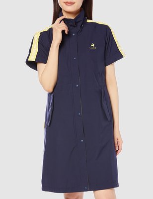 日本進口 le coq sportif 女款單件式風雨衣(深藍/黃) 尺寸 L / LL