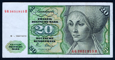 銀幣德國 1980年版 20馬克 (畫家丟勒作品 圖爾肖像) 7.5成以上品相！