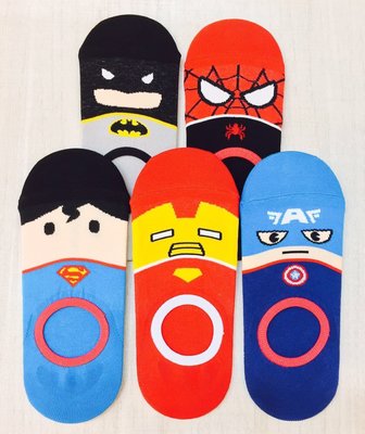 【傳說企業社】韓國空運 英雄超人造型襪子 隱形襪 船型襪 女襪 短襪 運動襪 學生襪 棉襪 蝙蝠俠蜘蛛人鋼鐵人美國隊長