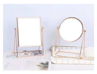 Boo zakka 生活雜貨 鏡子 桌鏡 桌上鏡 黃銅 梳妝鏡 化妝鏡 金色 方型鏡子 方鏡 圓鏡 IOT35K2