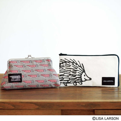 【寶貝日雜包】日本雜誌附錄 Lisa Larson 北歐風 貓咪口金包+刺蝟口罩收納袋 筆袋 小物包 化妝包 零錢包