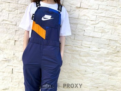 【PROXY】NIKE WMNS SPORTWEAR 藍色 立可帶 拼接 吊帶褲 BV3007-492