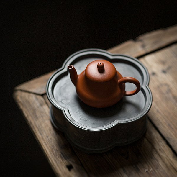 梅花型純錫茶盤壺承茶船茶海古錫建水潮汕老茶器手工雕刻可以堂 