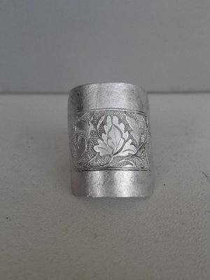 藏寶閣 （老銀飾品）帶款的牡丹花老銀戒指老銀牡丹花戒指 Cchg3410