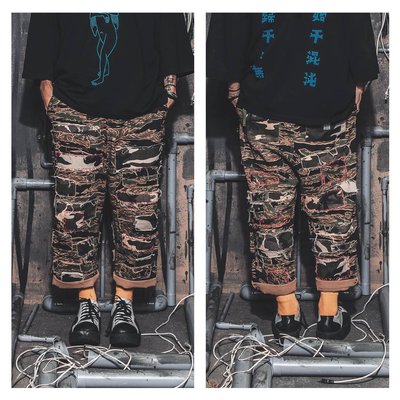美國東村【SLIGHTLY NUMB】TIAOYONG PANTS 迷彩 拼接 貼布 補丁 長褲