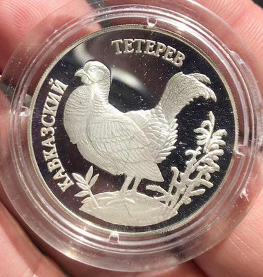 俄羅斯（獨聯體）1995年精制銀幣1盧布松雞【店主收藏】19408