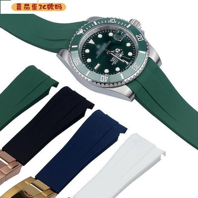 新款錶帶硅膠表帶適配勞力士黑綠水鬼王藍游艇迪通拿格林尼治GMT表帶-3C玩家