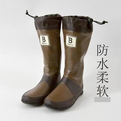 日本野鳥協會長筒雨靴女夏騎士靴百搭復古高筒戶外防水雨鞋觀鳥靴